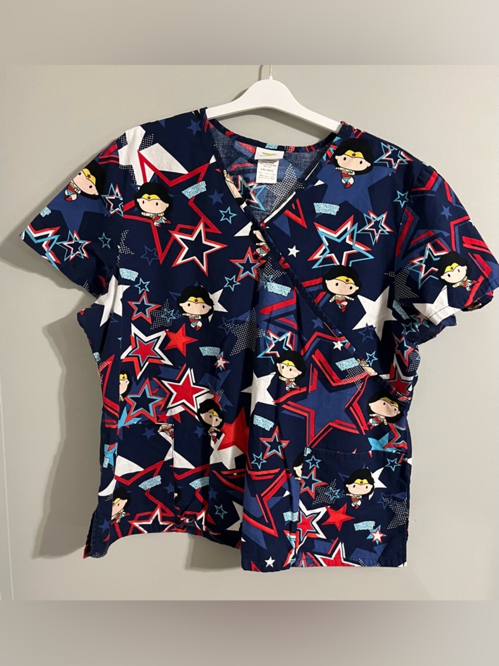 DC Comics Wonder Woman Mock Wrap Scrup Top - Picture 9 of 10